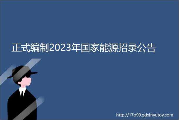 正式编制2023年国家能源招录公告